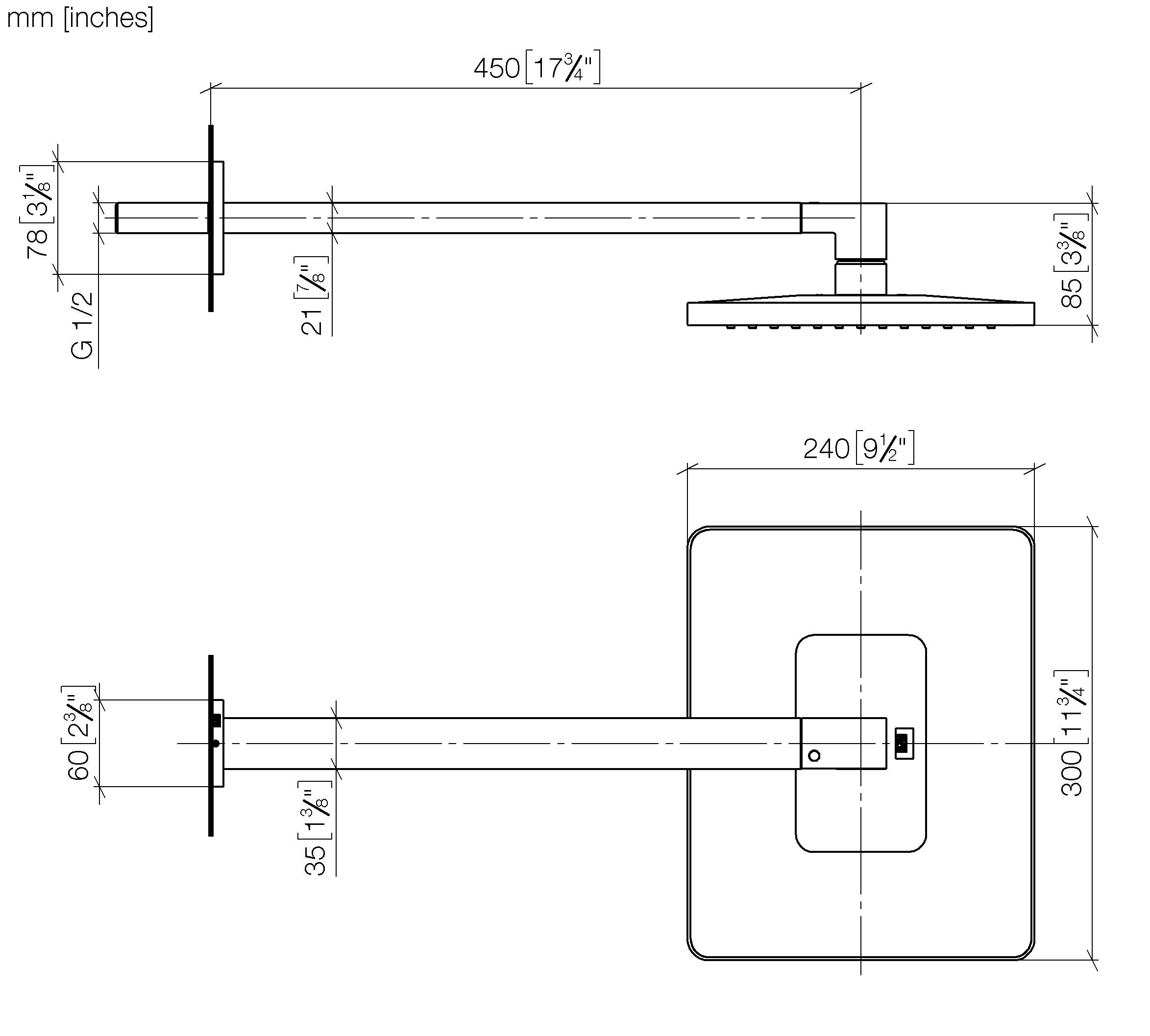 Lulu Rain Shower With Wall Fixing 300 X 240 mm Chrome