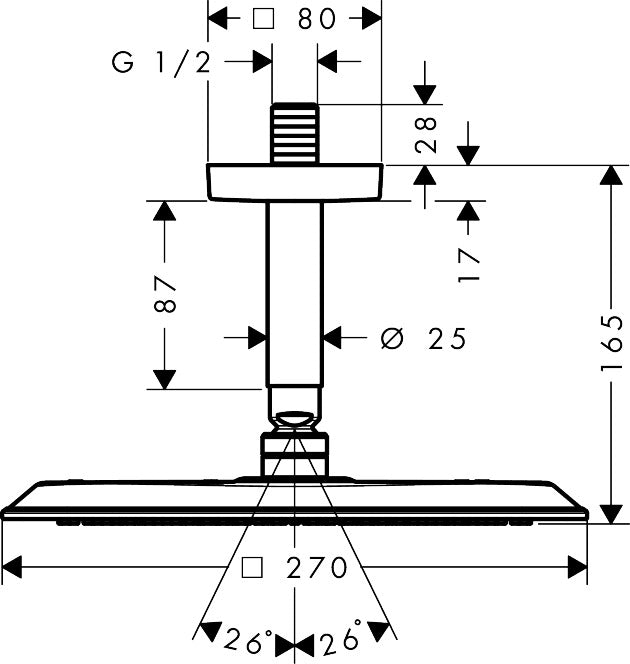 AXOR Citterio C Overhead shower 270/270 1jet EcoSmart with ceiling connector
