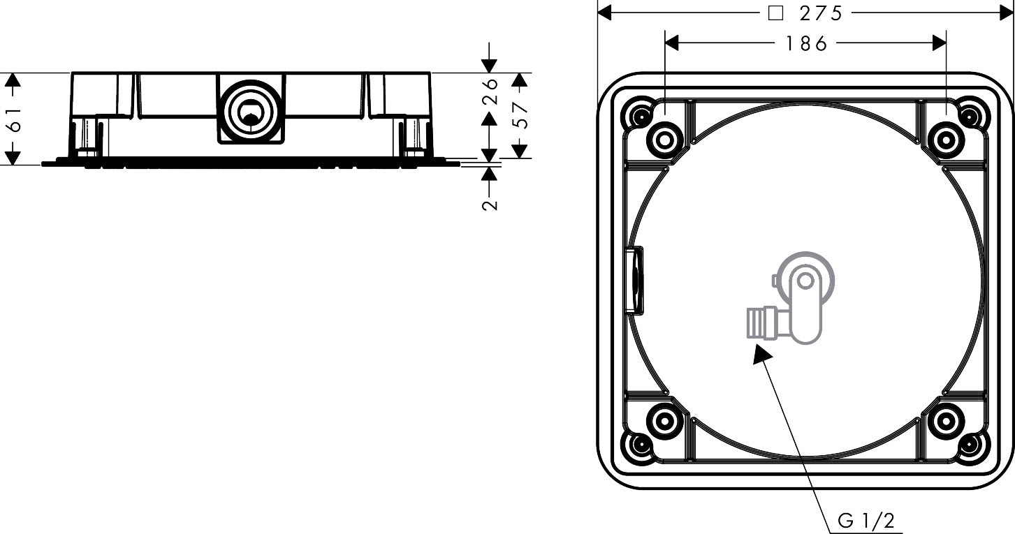 AXOR Citterio C Overhead shower 270/270 1jet ceiling integrated