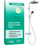 Activera S Showerpipe 240 1jet EcoSmart with single lever mixer Varia