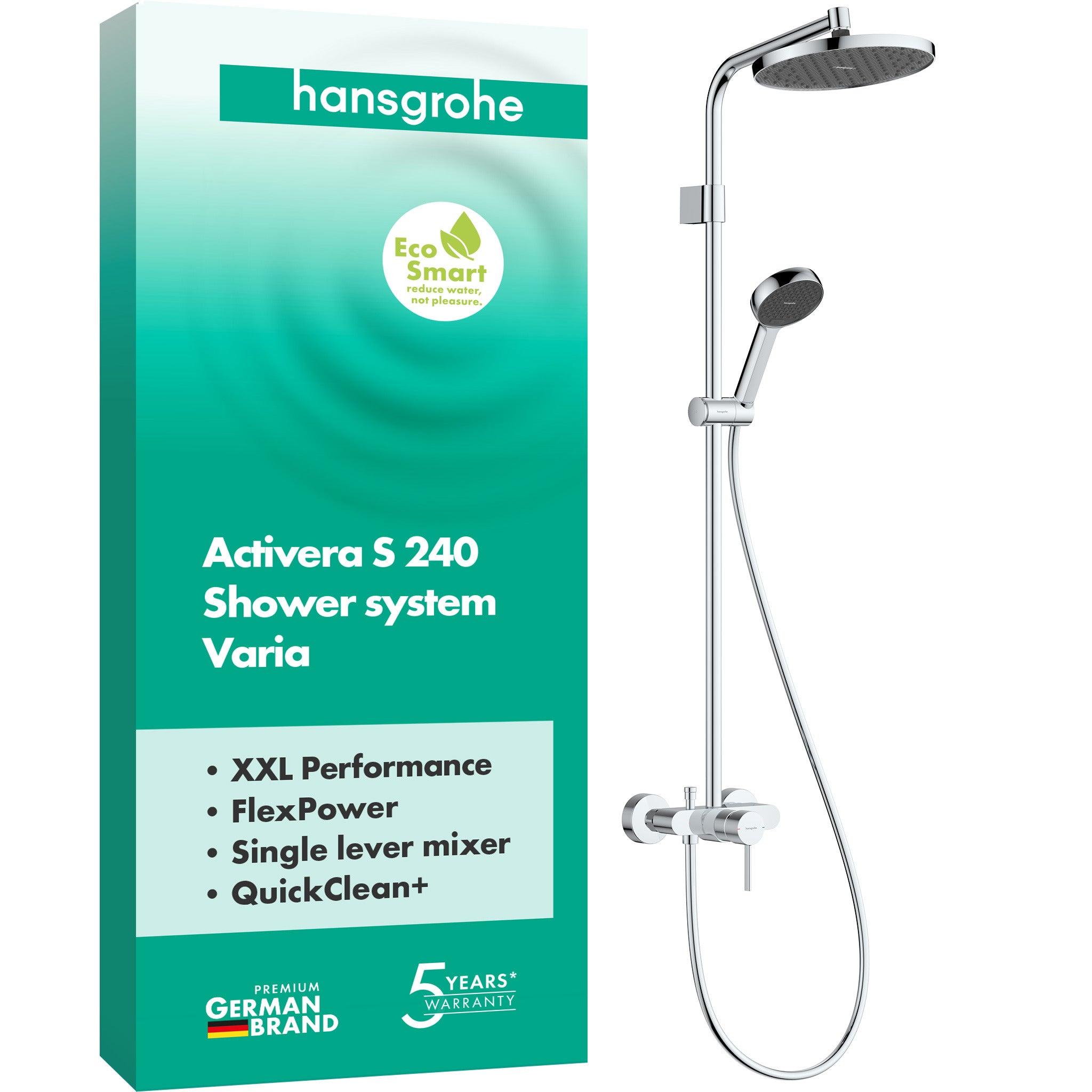 Activera S Showerpipe 240 1jet EcoSmart with single lever mixer Varia