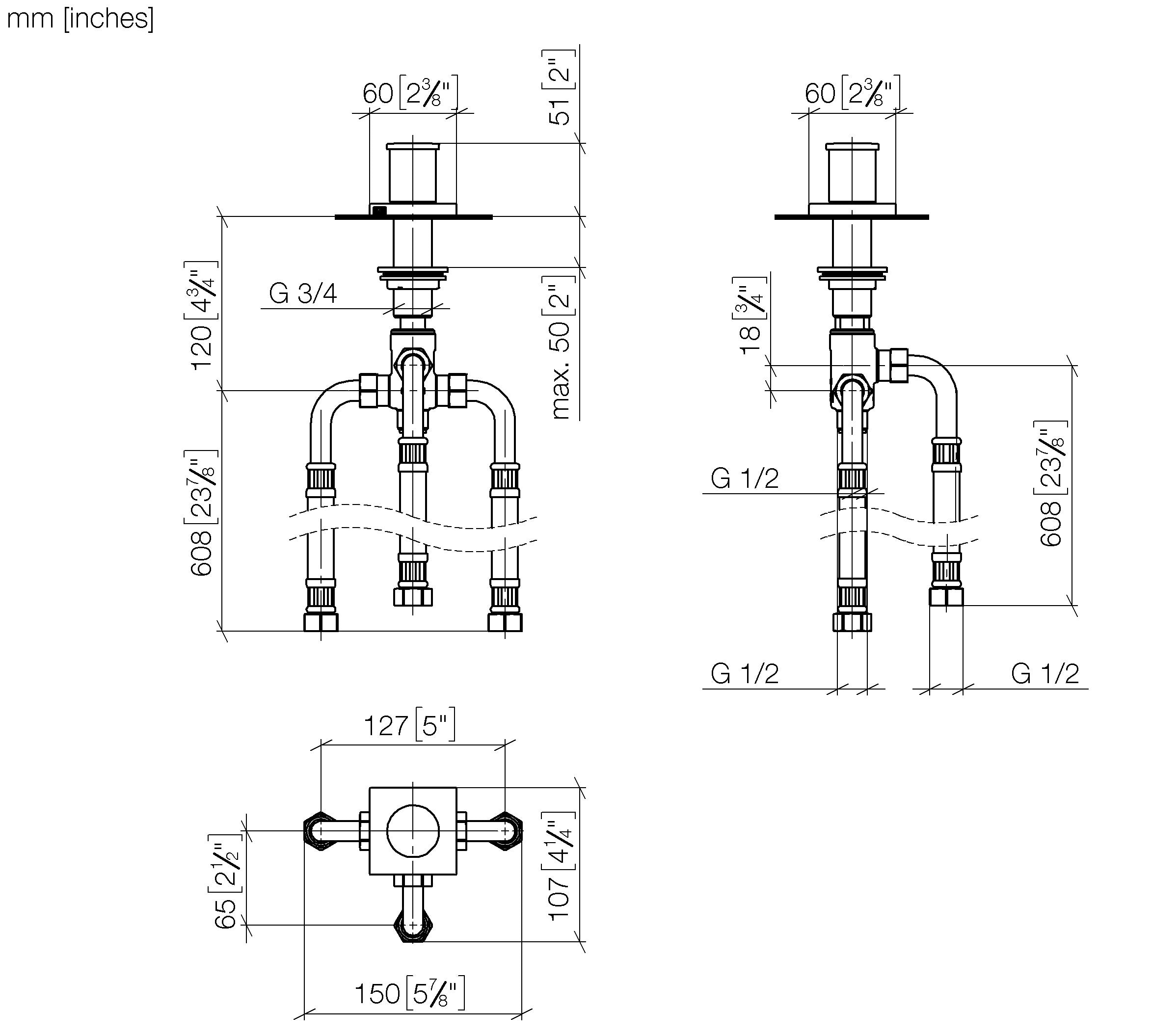 Two Way Diverter For Bath Rim Or Tile Edge Installation Chrome