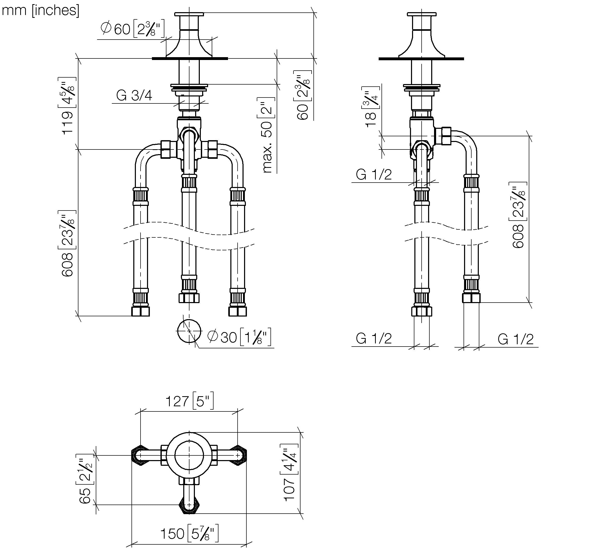 Vaia Two Way Diverter For Bath Rim Or Tile Edge Installation Chrome