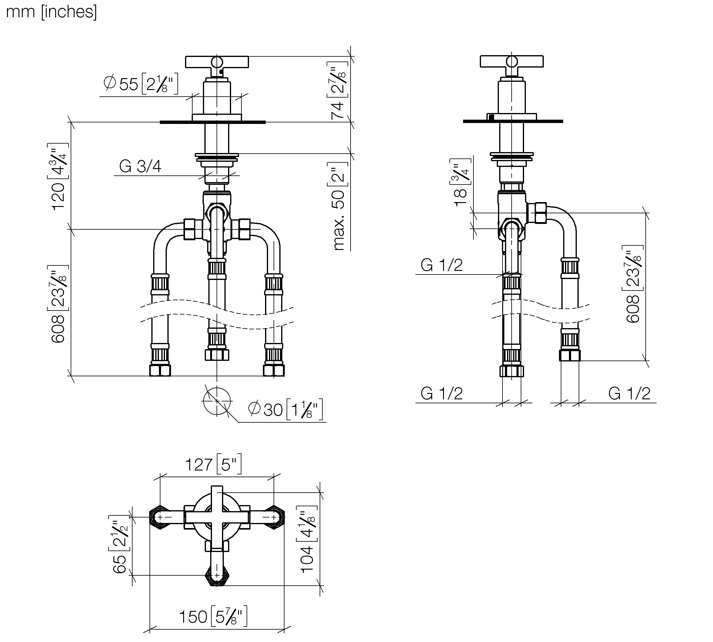 Tara Two Way Diverter For Bath Rim Or Tile Edge Installation Chrome