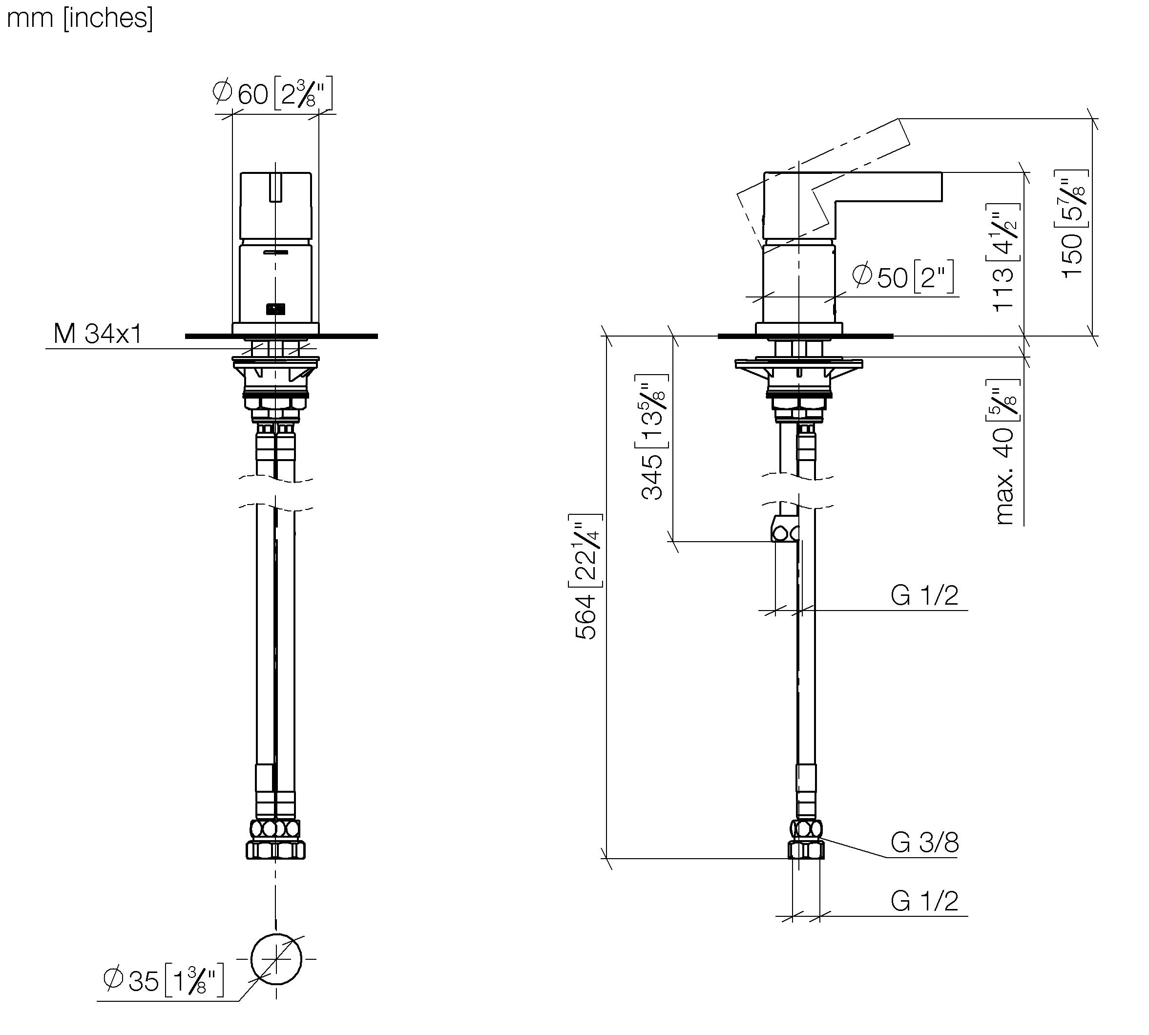 Single Lever Bath Mixer For Bath Rim Or Tile Edge Installation Chrome