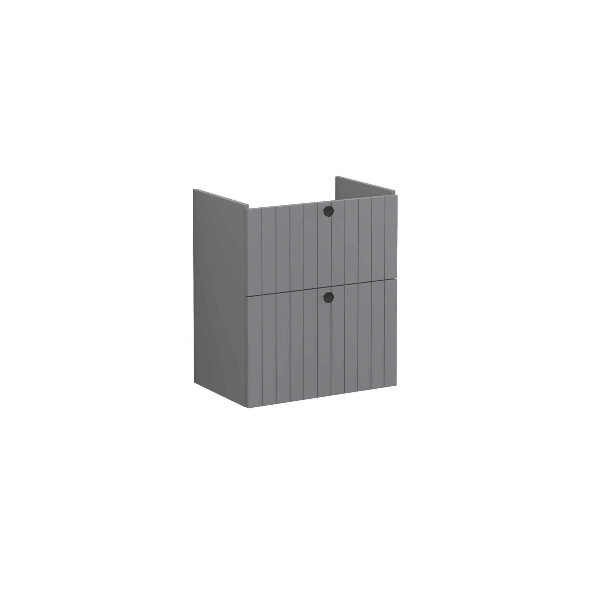 Root Groove Washbasin Unit, with two drawers, compact, Matt Grey, without washbasin