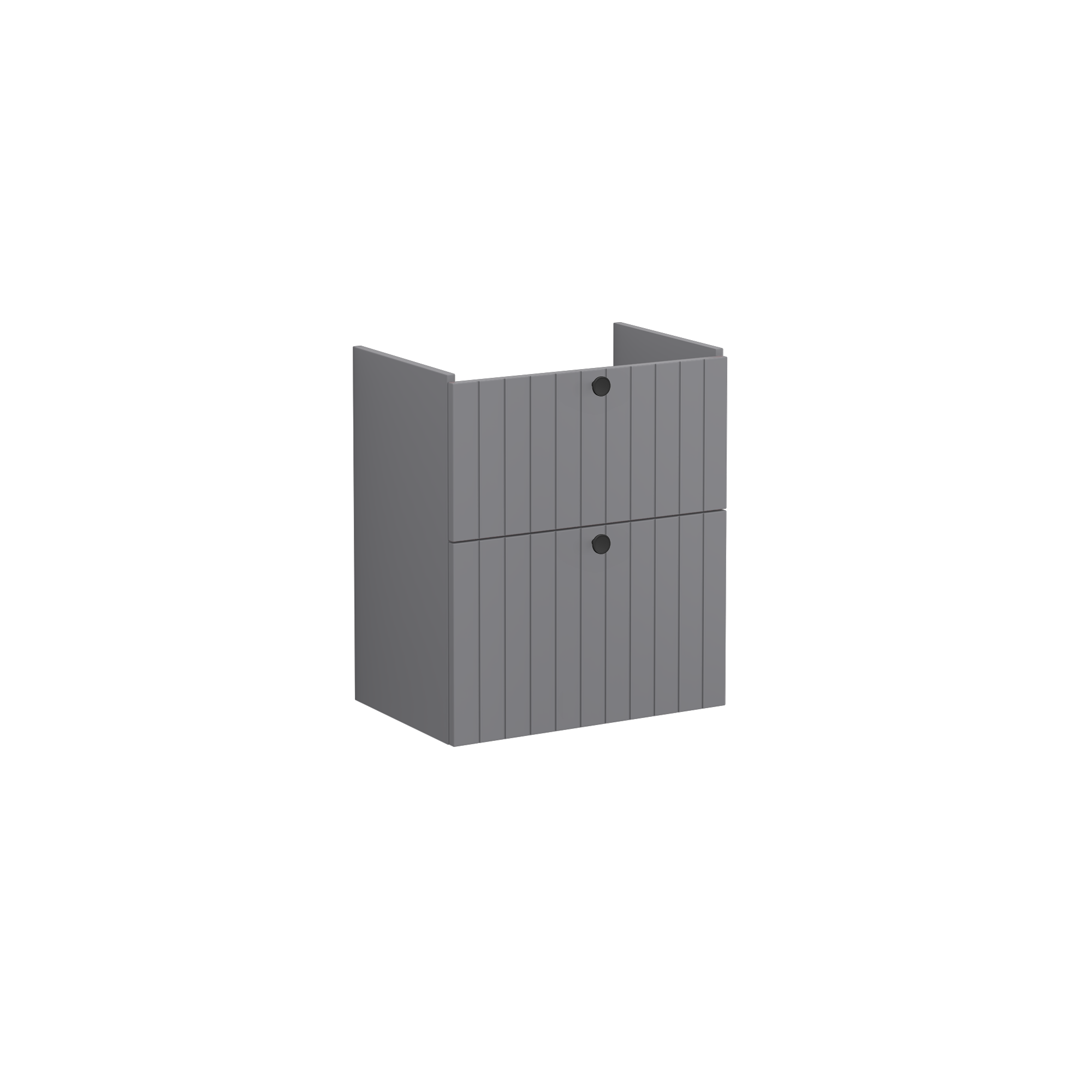 Root Groove Washbasin Unit, with two drawers, compact, Matt Grey, without washbasin