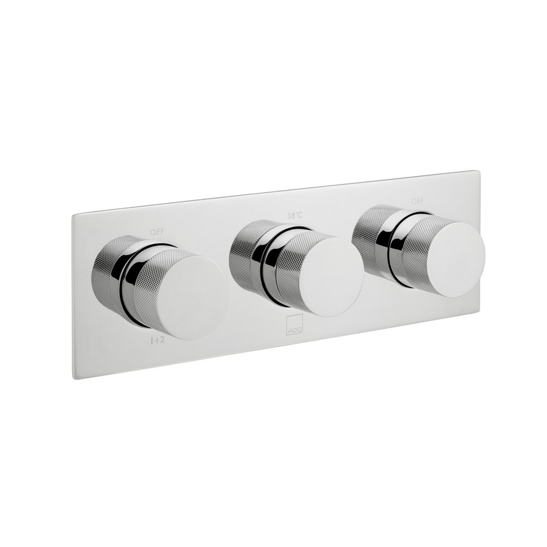 Tablet Knurled 3 Outlet 3 Handle Concealed Thermostatic Valve with Knurled Handles Horizontal
