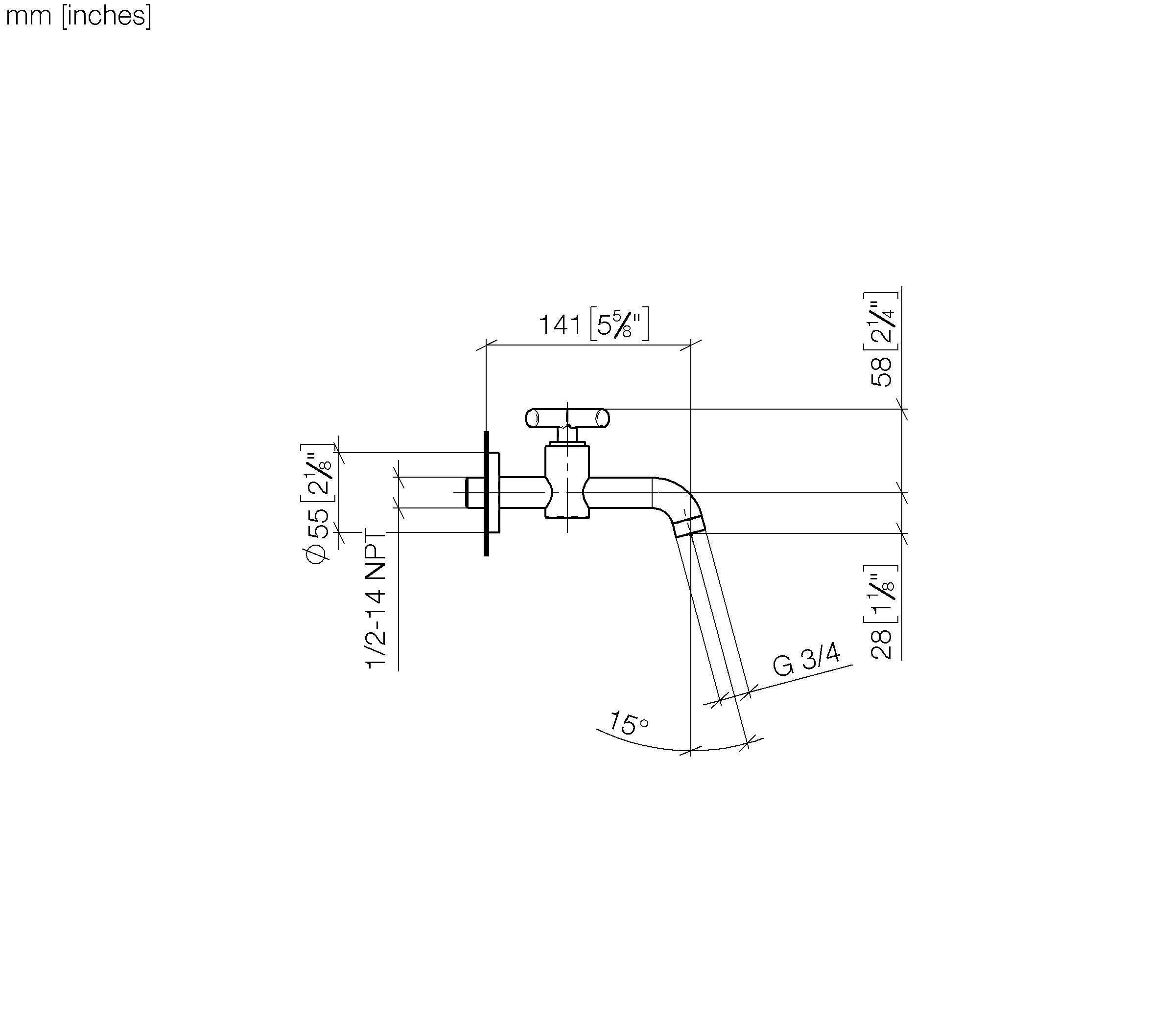 Tara Wall Mounted Valve Cold Water Without Pop Up Waste Chrome