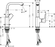 Metris Single lever basin mixer 230 without waste