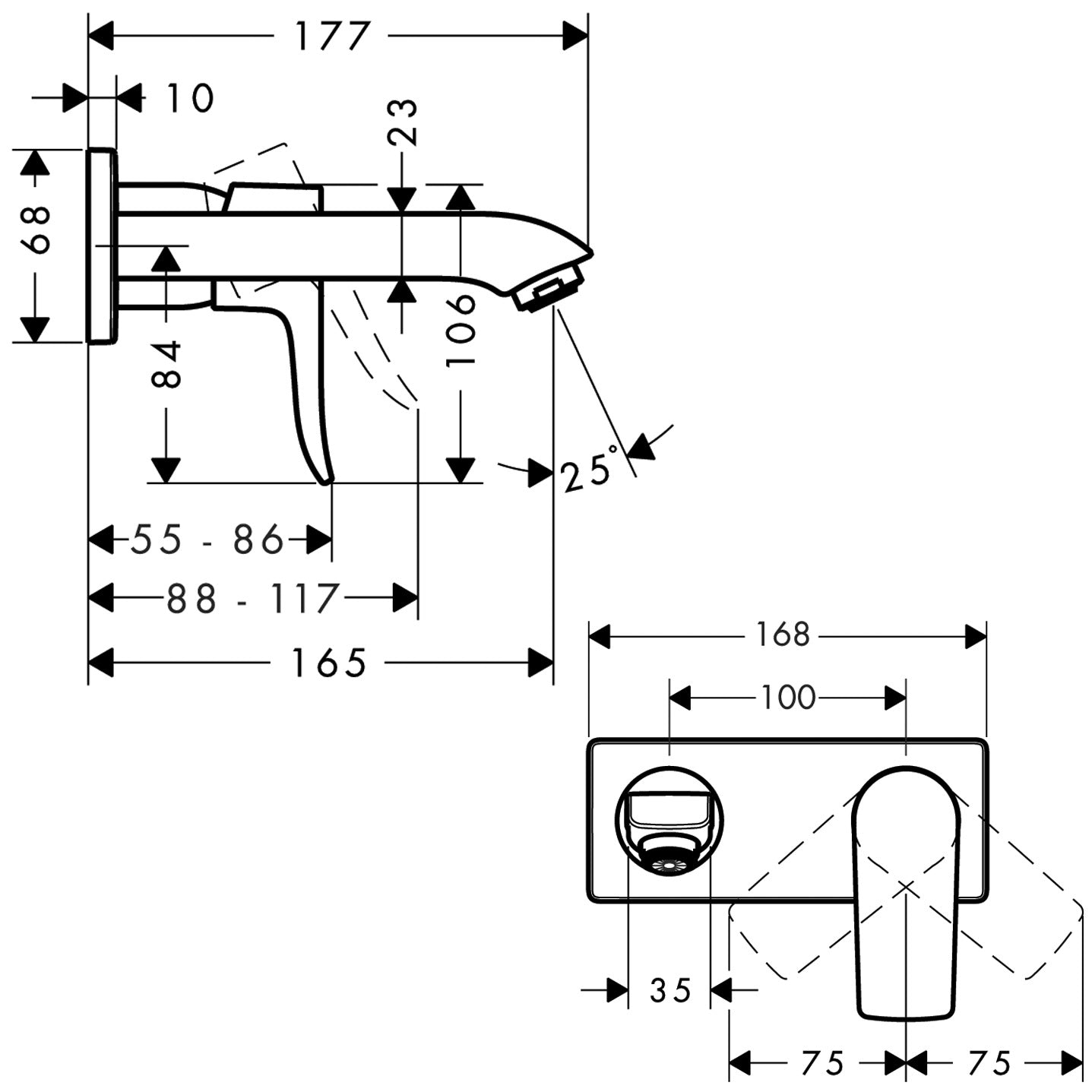 Metris Single lever basin mixer for concealed installation with spout 16.5 cm