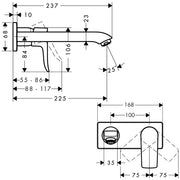 Metris Single lever basin mixer for concealed installation with spout 22.5 cm