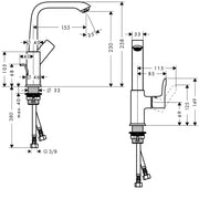 Metris Single lever basin mixer 230 with pop-up waste