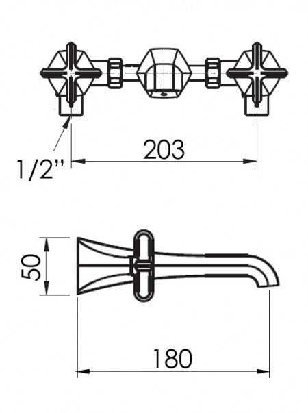 HEXA - 3 Hole Wall Basin Mixer