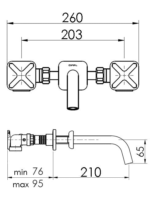 TEXA 3 Hole Wall Basin Mixer Long Spout