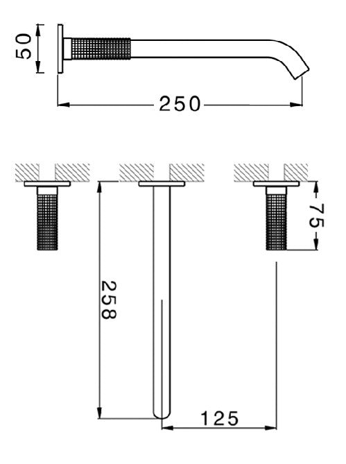 IZZY - 3 Hole Wall Basin Mixer
