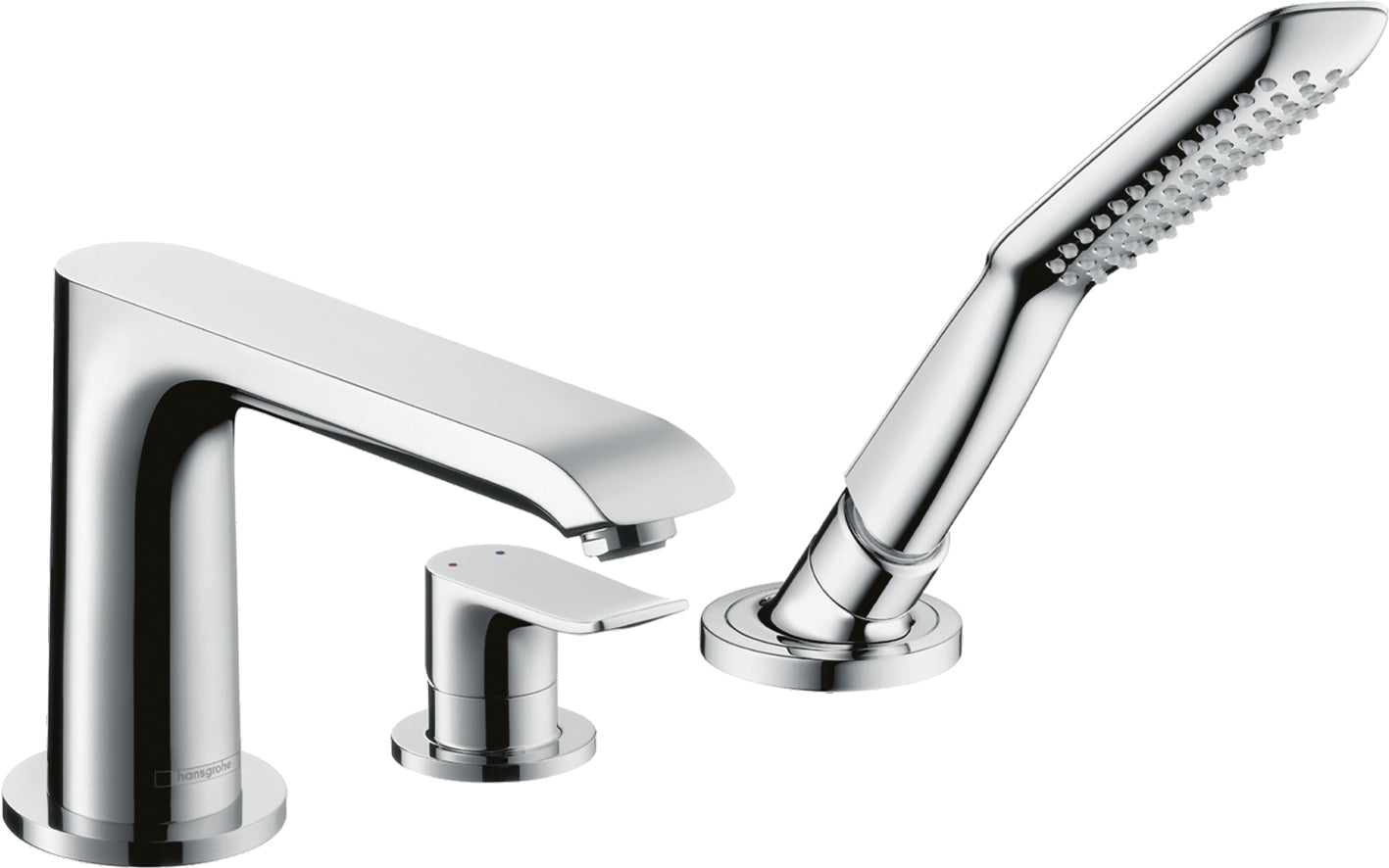 Metris 3-hole rim-mounted single lever bath mixer