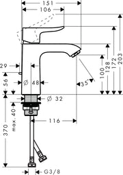 Metris Single lever basin mixer 110 LowFlow 3.5 l/m with pop-up waste