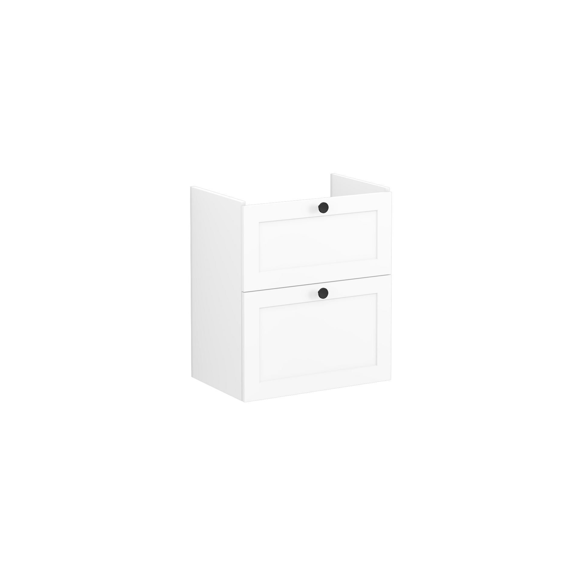 Root Classic Washbasin Unit, with two drawers, compact, Matt White, without washbasin