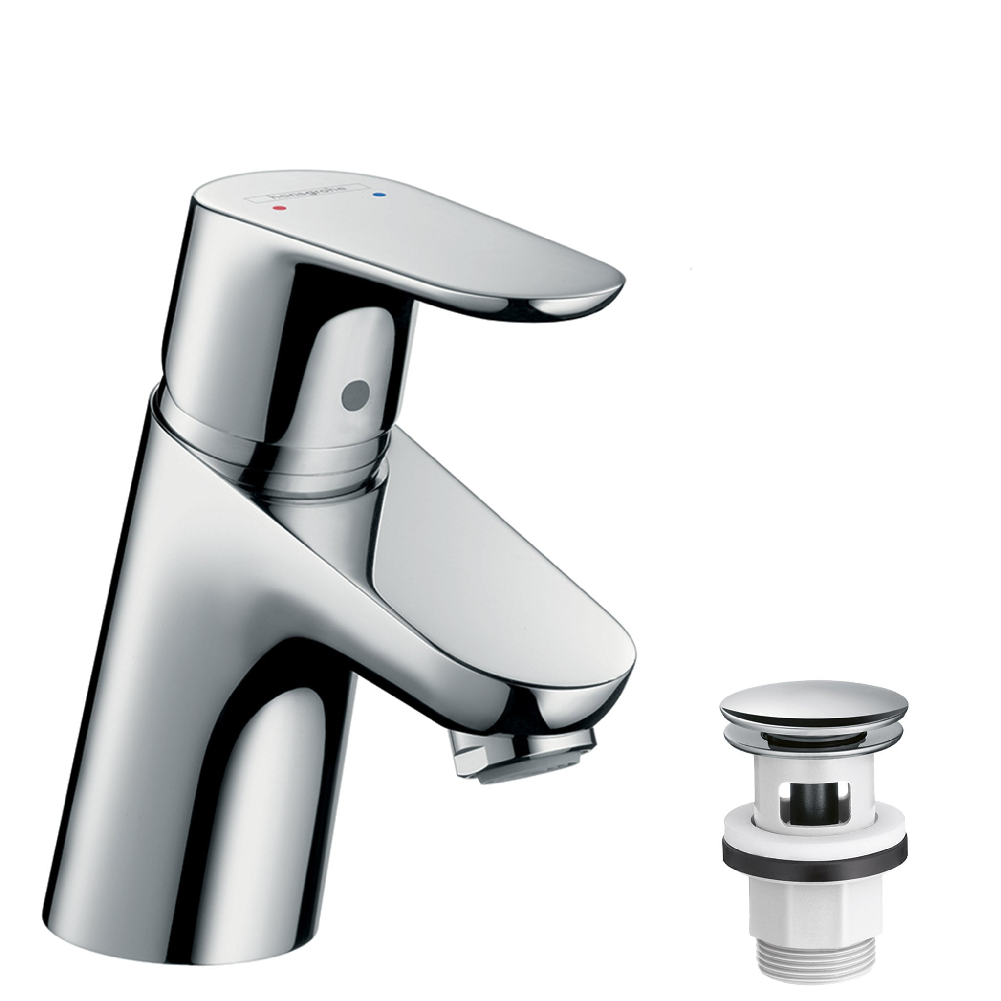 Focus Single lever basin mixer 70 with push-open waste