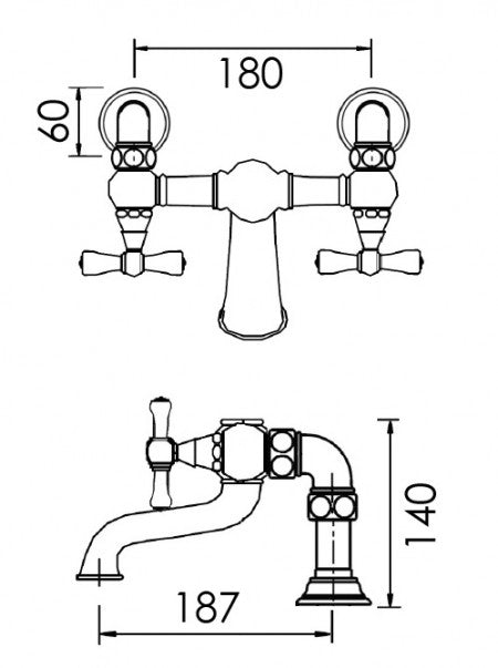 EDWARDIAN - 2 Hole Deck Bath Filler