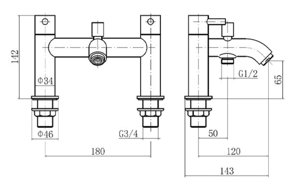 CITY - 2 Hole Deck Bath Shower Mixer