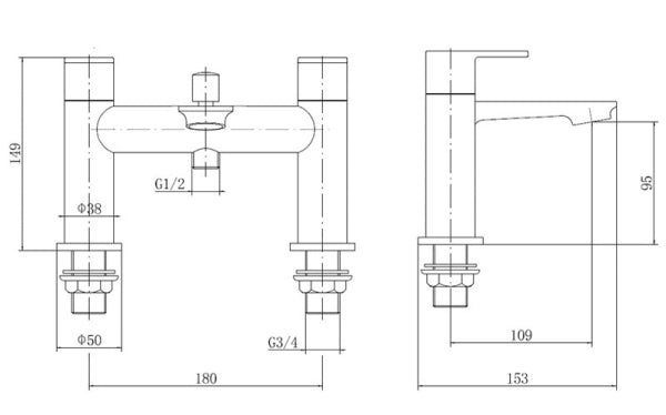 EASY-2 Hole Deck Bath Shower Mixer