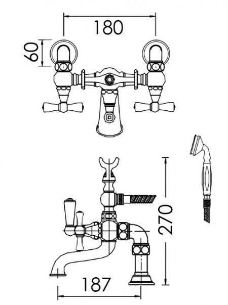 EDWARDIAN - Deck Bath/Shower Mixer