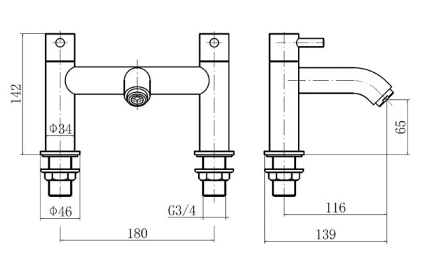 CITY - 2 Hole Deck Bath Filler