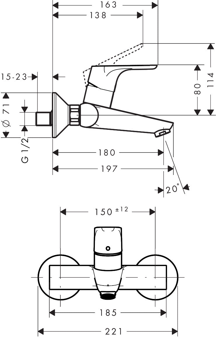 Focus Single lever basin mixer for exposed installation