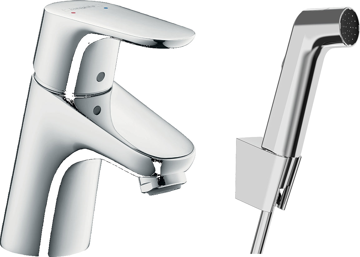 Focus Single lever basin mixer 70 with bidet spray and shower hose 160 cm