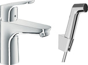 Focus Single lever basin mixer 100 with bidet spray and shower hose 160 cm