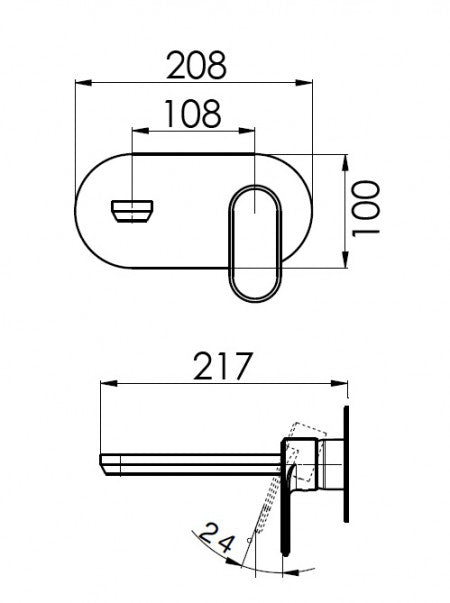 EMMIE - 2 Hole Wall Basin Mixer on Plate