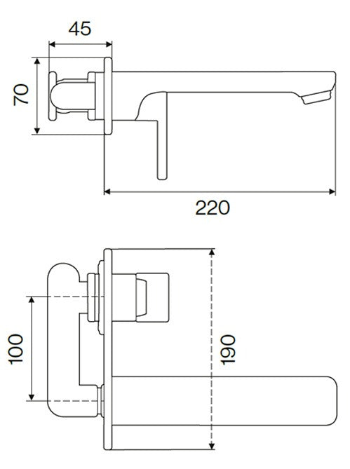 LOFT - 2 Hole Wall Basin Mixer