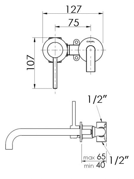 BLACK - Mini Wall Basin LEFT Hand