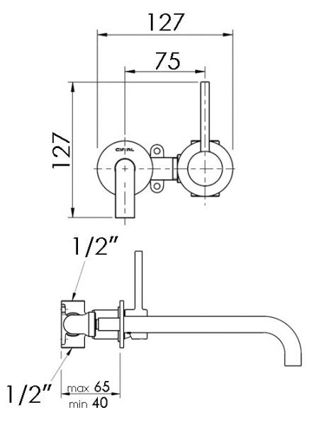 X11 - Mini Wall Basin RIGHT - PVD
