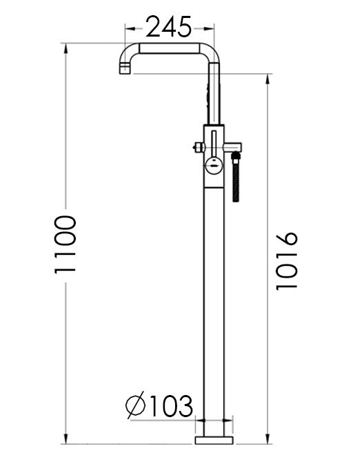 TECHNO 465 'L' SPOUT- Single Leg Floor Bath/Shower Mixer