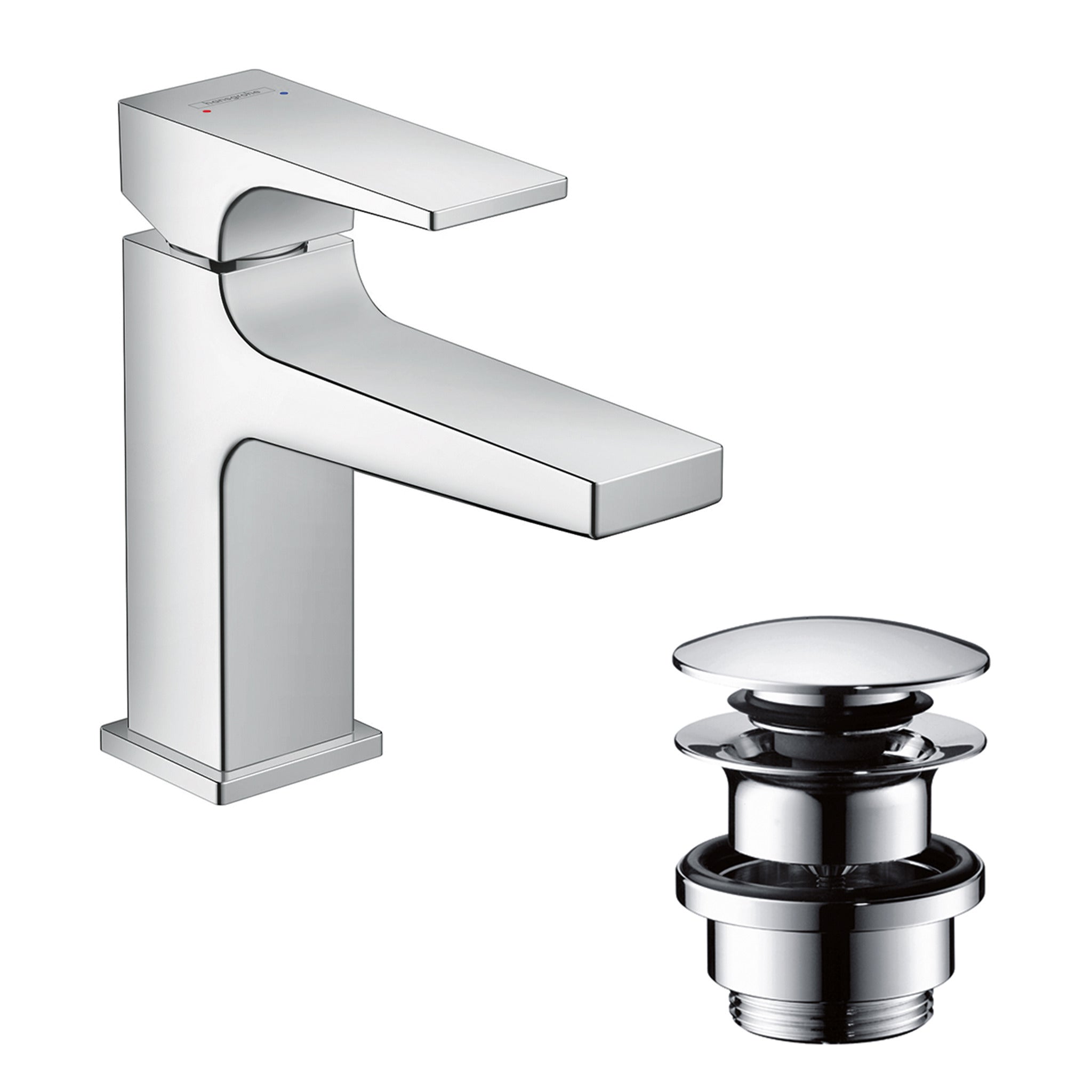 Metropol Single lever basin mixer 100 with lever handle for handrinse basins with push-open waste set