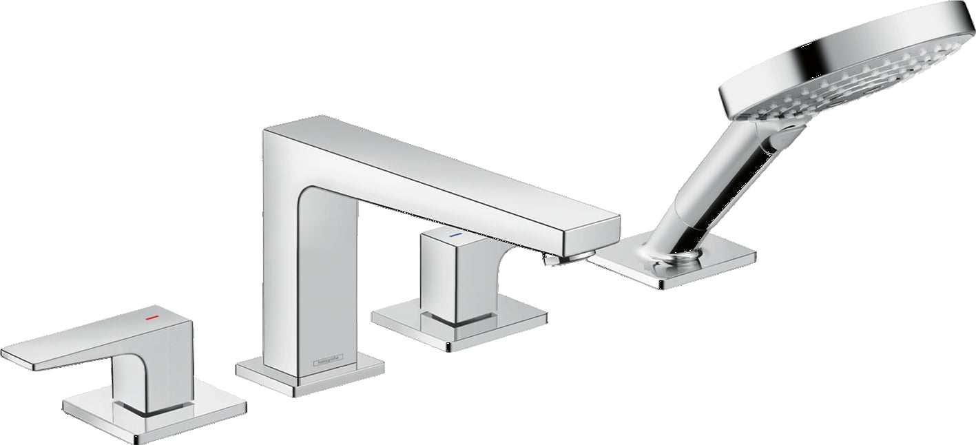 Metropol 4-hole rim-mounted bath mixer with lever handle for Secuflex