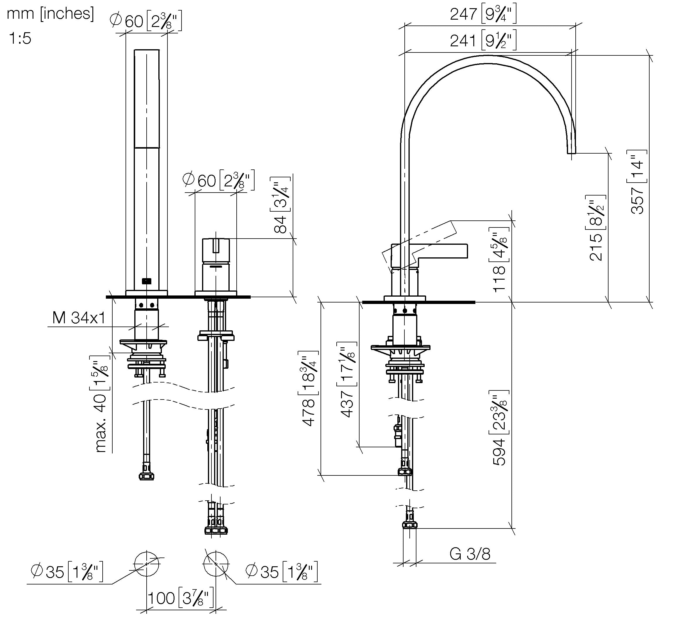 Mem Two Hole Mixer With Individual Rosettes Chrome