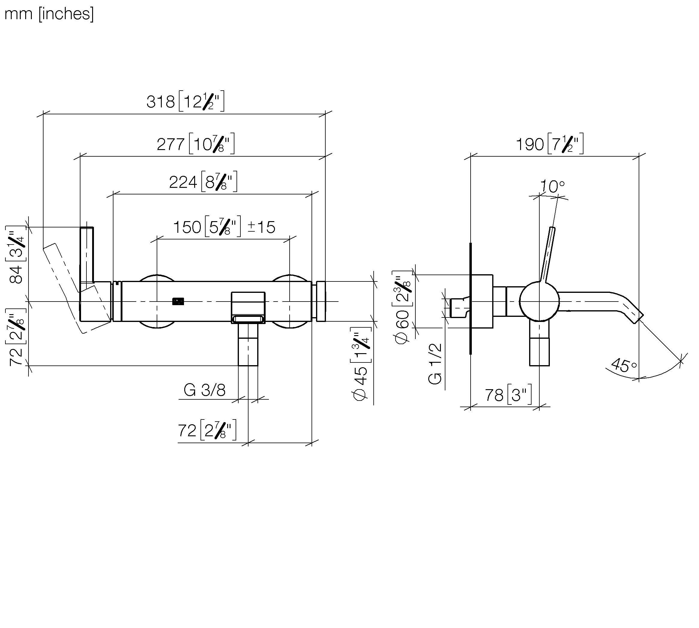 Imo Single Lever Bath Mixer For Wall Mounting Without Shower Set Chrome