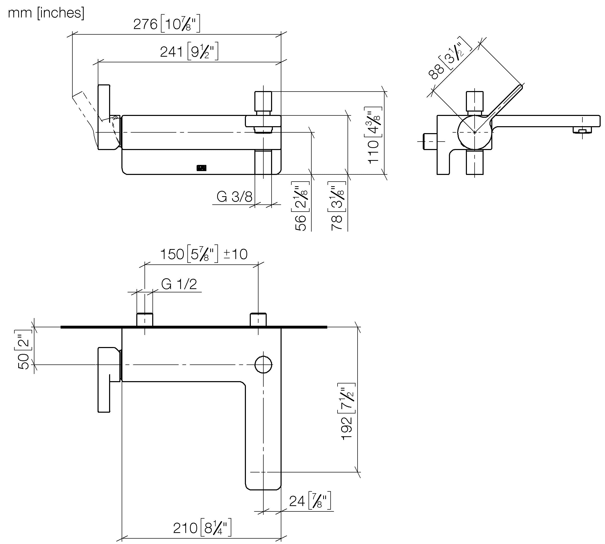 Lulu Single Lever Bath Mixer For Wall Mounting Without Shower Set Chrome