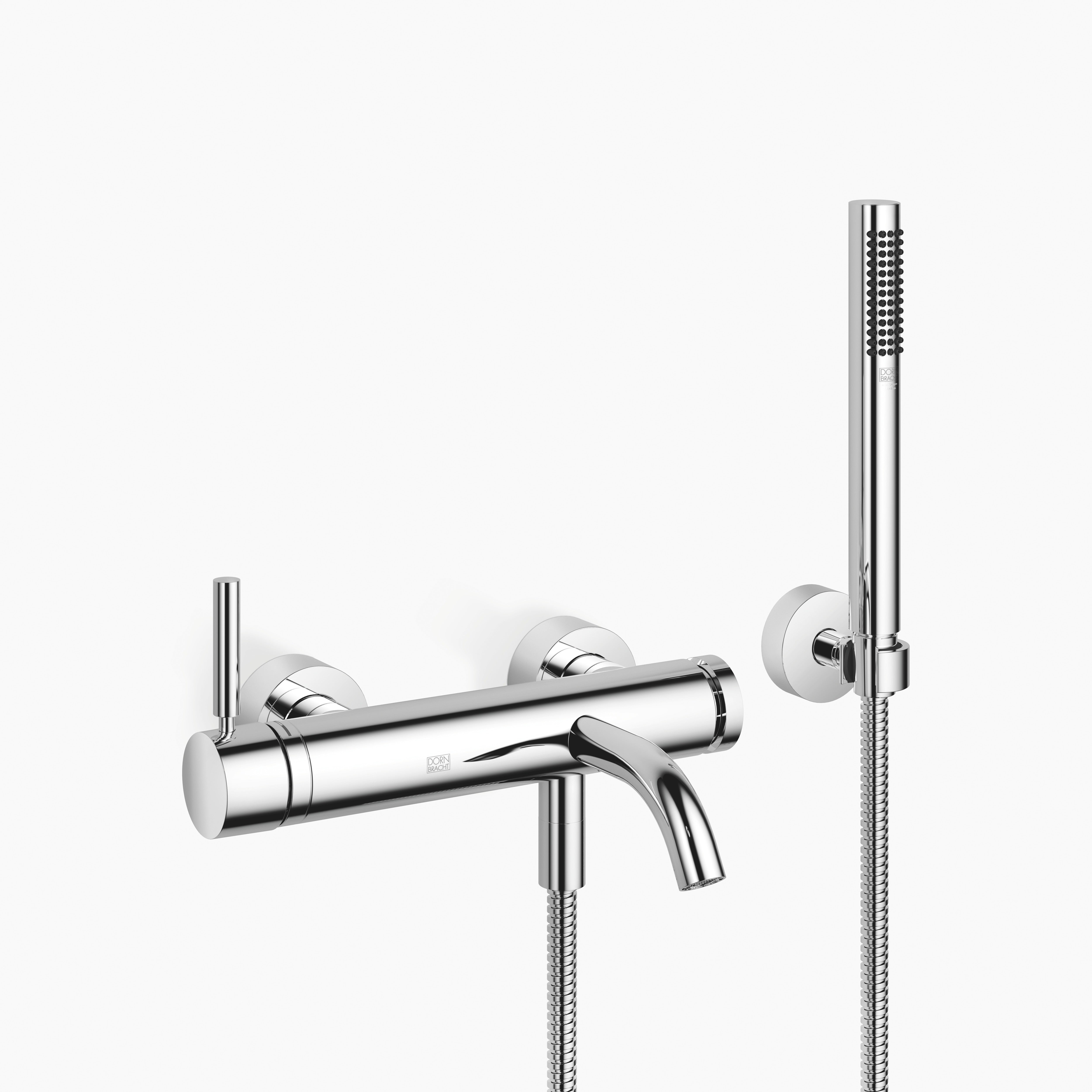 Meta Single Lever Bath Mixer For Wall Mounting With Hand Shower Set Chrome