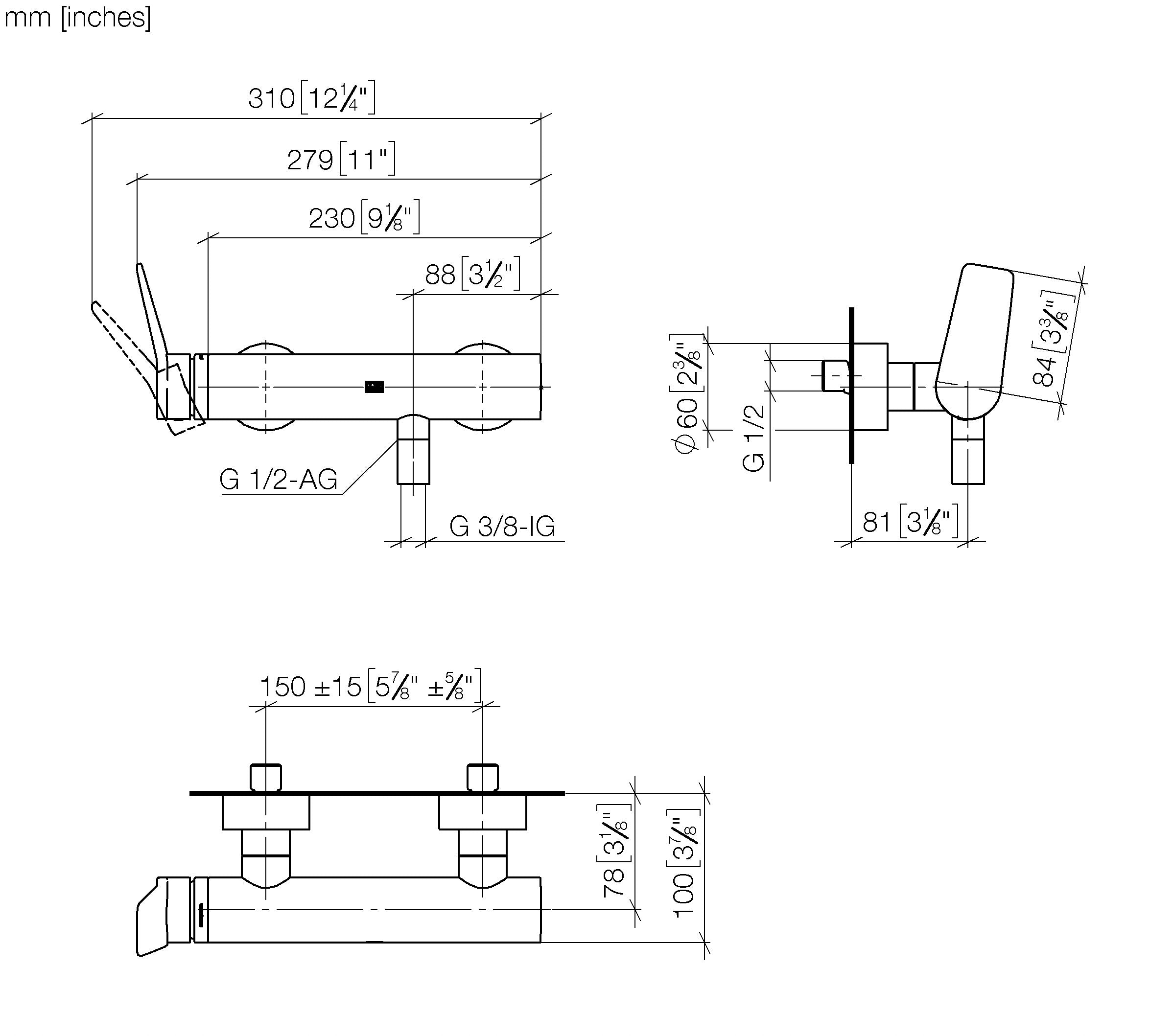 Liss Single Lever Shower Mixer For Wall Mounting Chrome