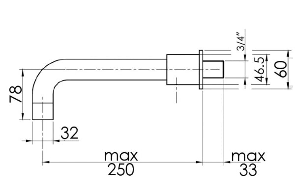 X11 - 3/4 inch Wall Spout - PVD
