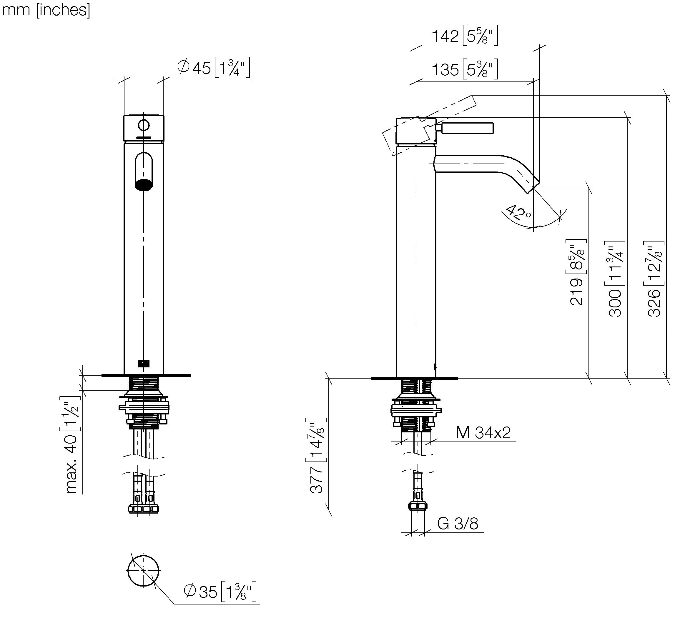 Meta Single Lever Basin Mixer With Raised Base Without Pop Up Waste Chrome II