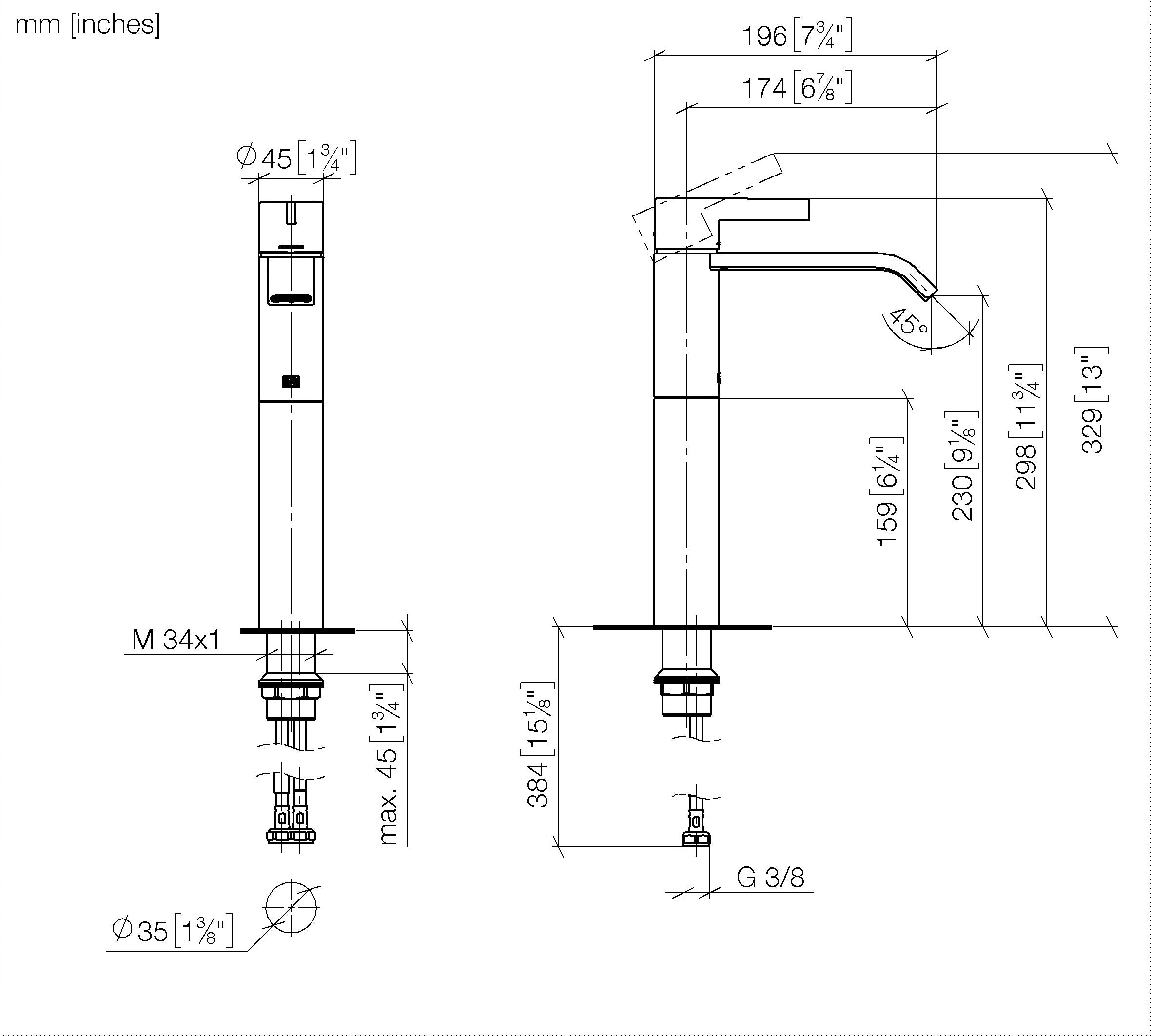 Imo Single Lever Basin Mixer With Raised Base Without Pop Up Waste Chrome