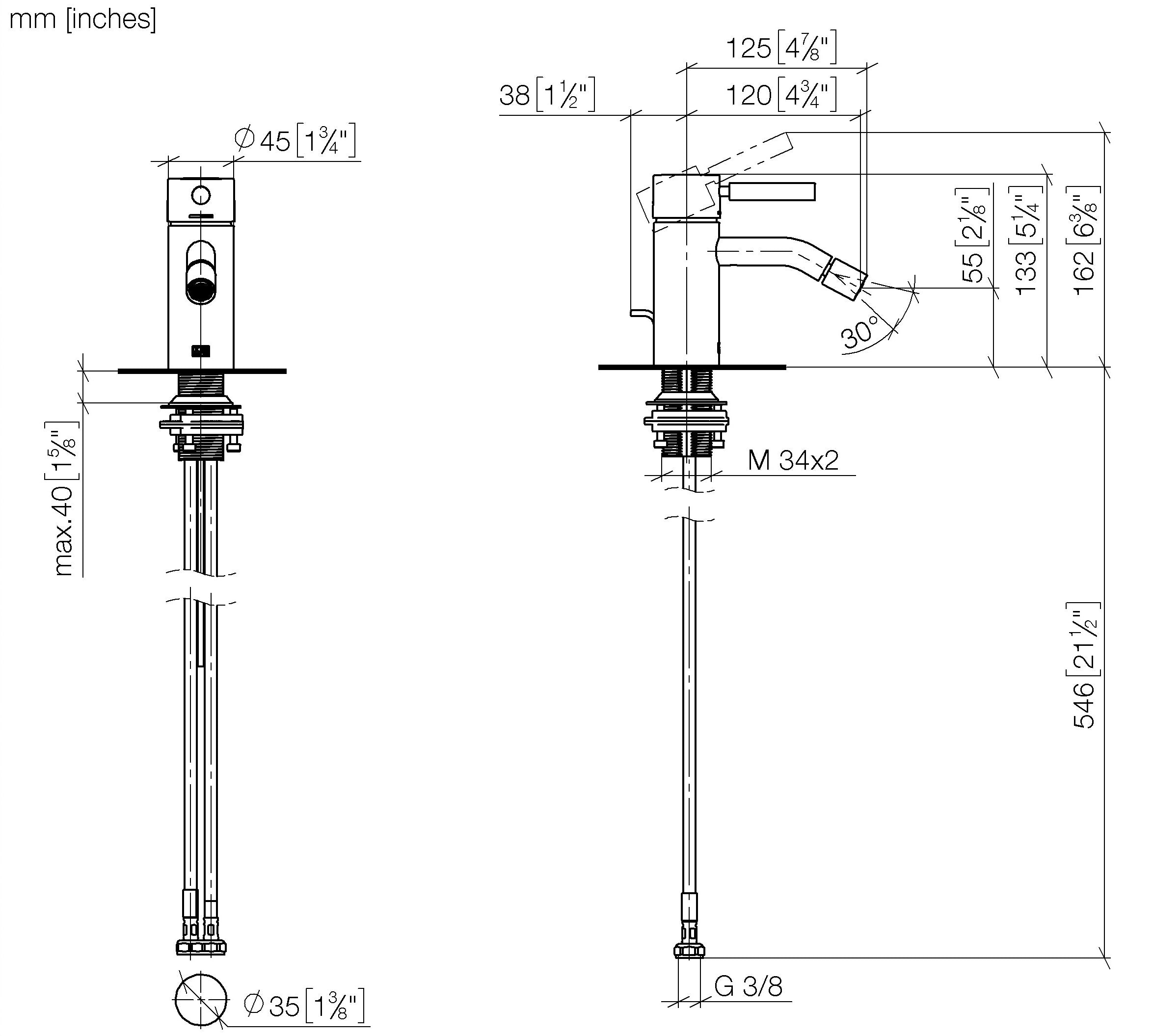 Meta Single Lever Bidet Mixer With Pop Up Waste Chrome