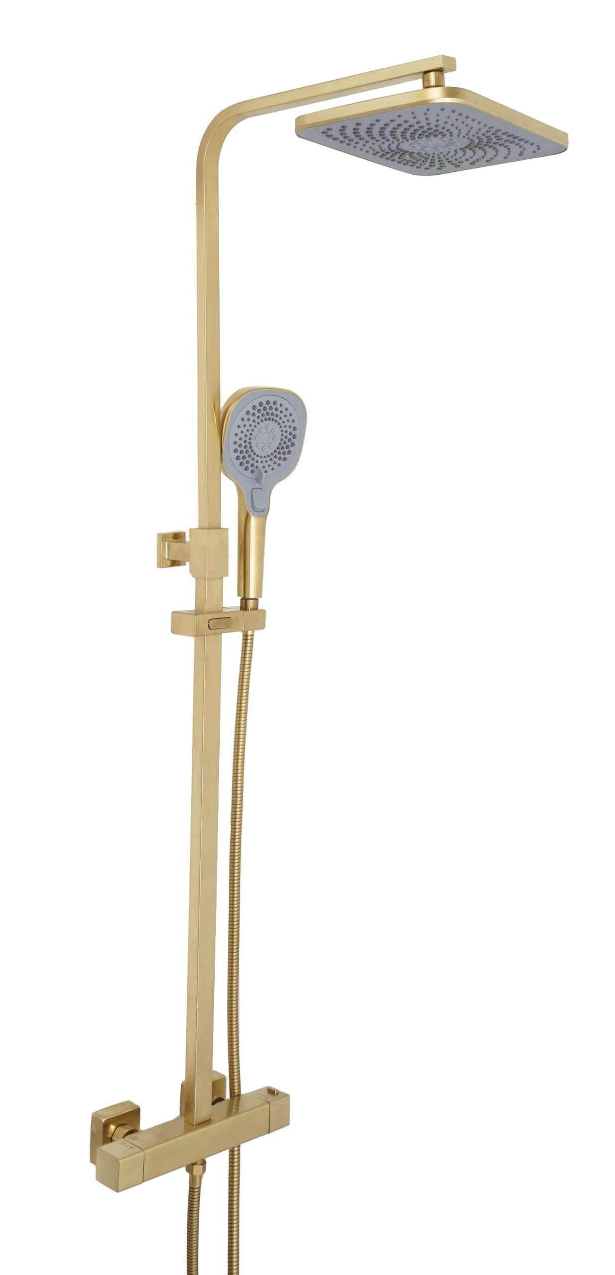 HIX THERMOSTATIC BAR VALVE WITH 2 OUTLETS,
 ADJUSTABLE RISER AND MULTIFUNCTION
 SHOWER HANDLE