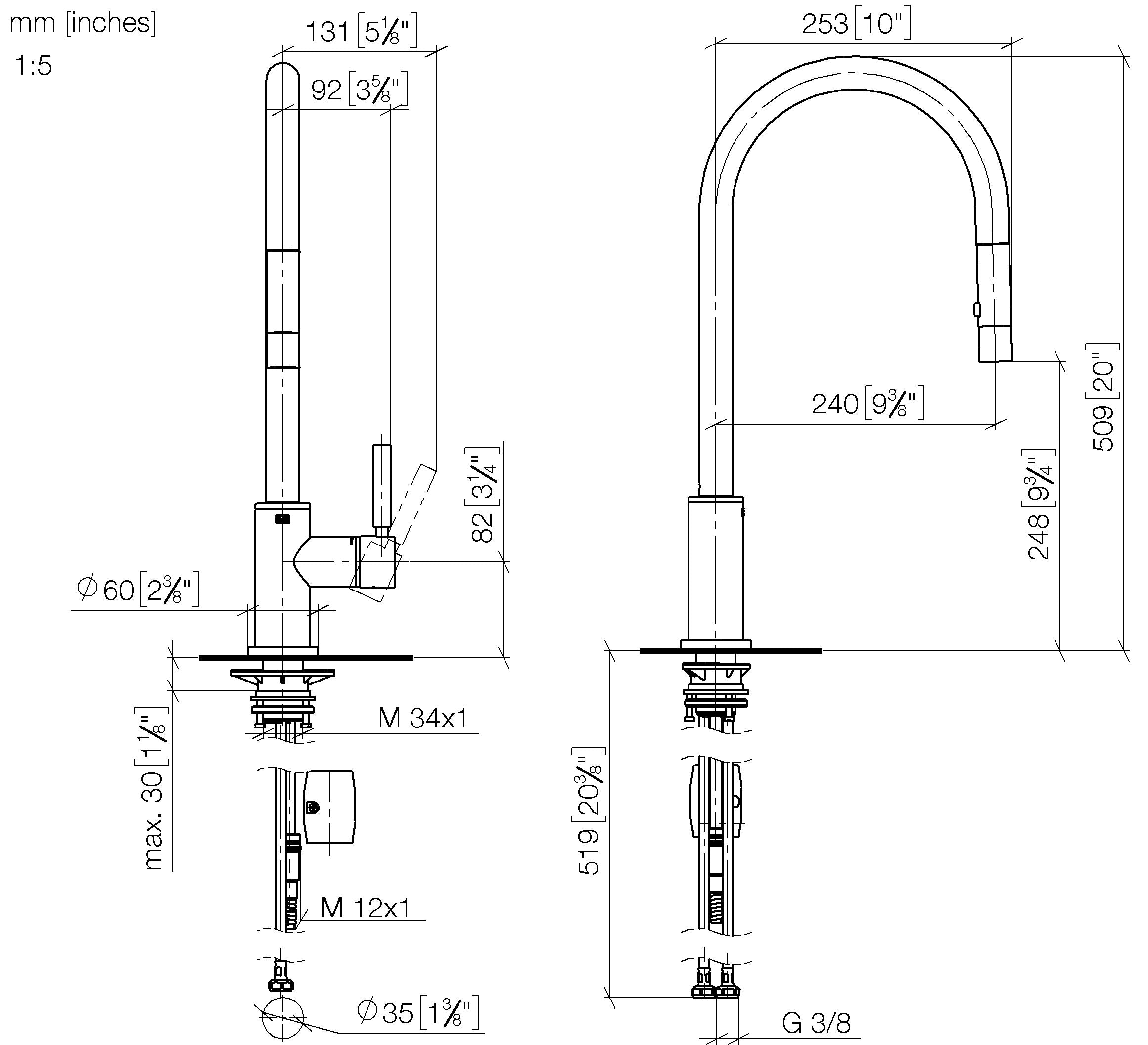 Tara Single Lever Mixer Pull Down With Spray Function Chrome